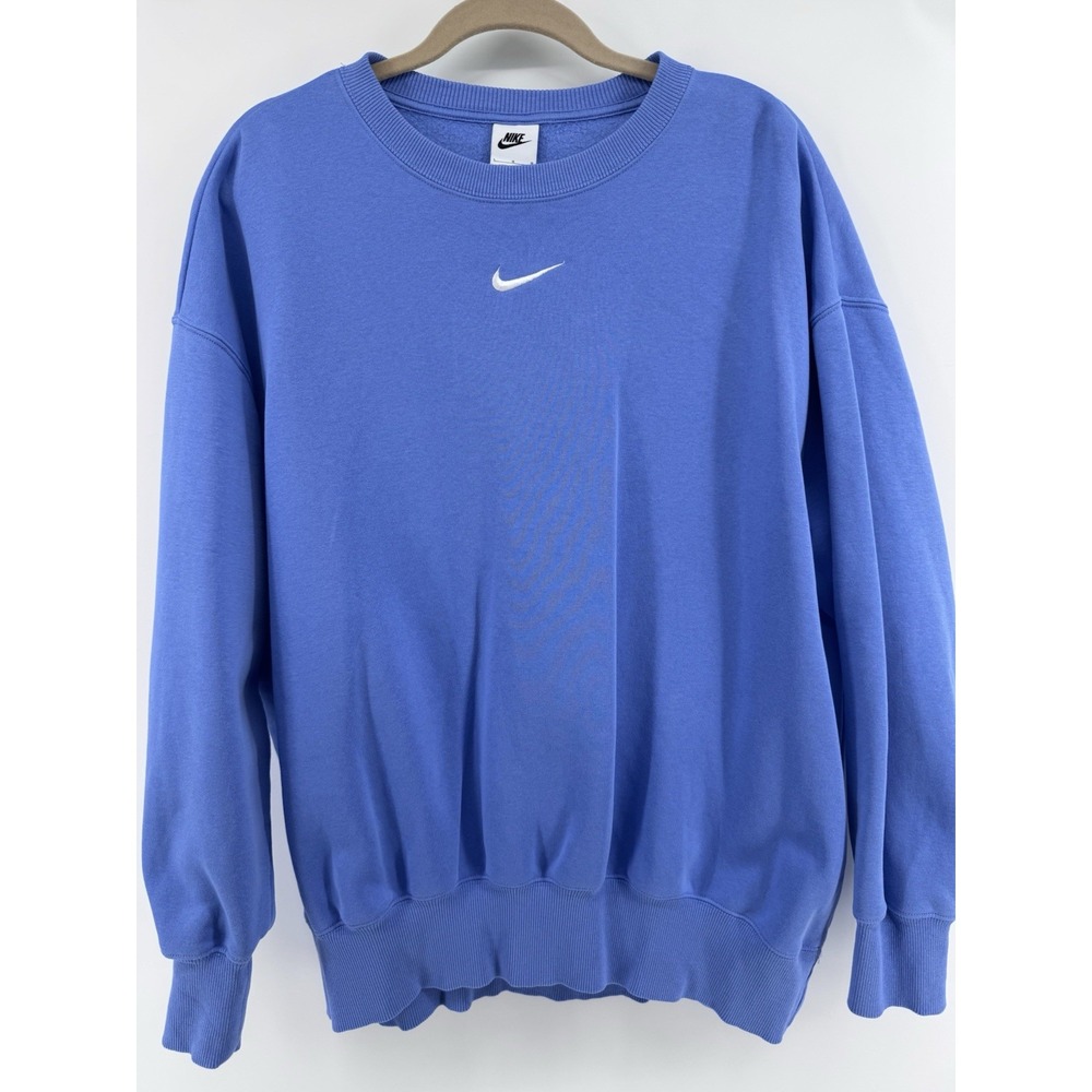 Nike Sweatshirt Womens Large Blue Fleece Cotton Oversized Crewneck